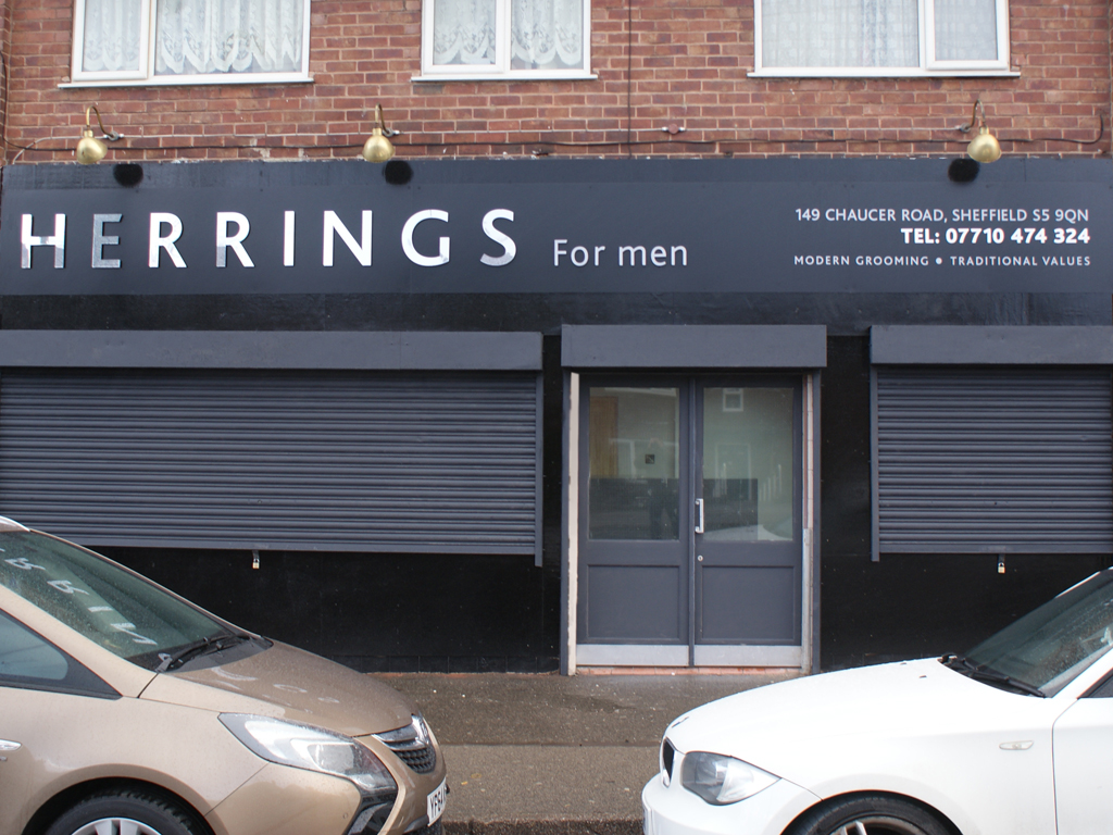 Shop signage, window vinyl, graphic design, Concept Interiors, Sheffield, branding, brand consultants, brushed steel lettering, stand off lettering