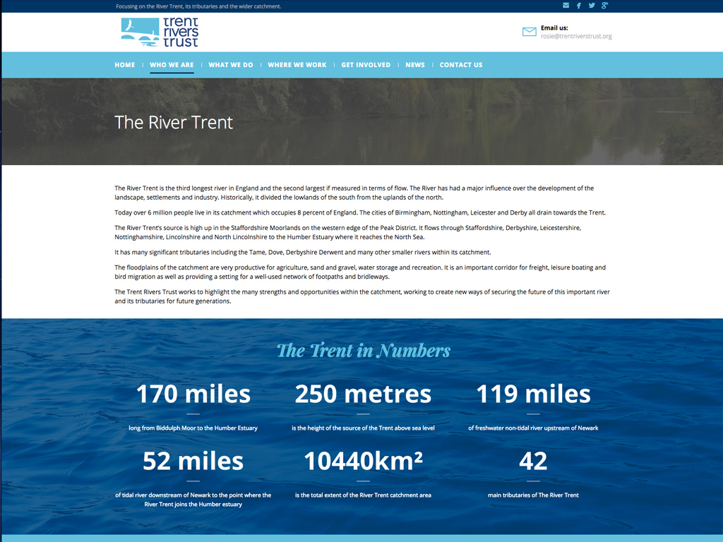 Trent Rivers trust, Fully responsiveWebsite design, Wordpress, SEO, fully responsive, Sheffield, website build, brand consultancy, branding, graphic design