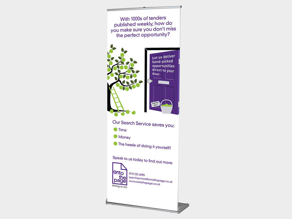onto the page high quality budget pull up banner