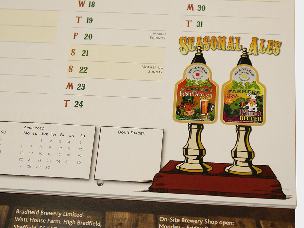 Calendar, graphic design, Bradfield Brewery, marketing, Sheffield