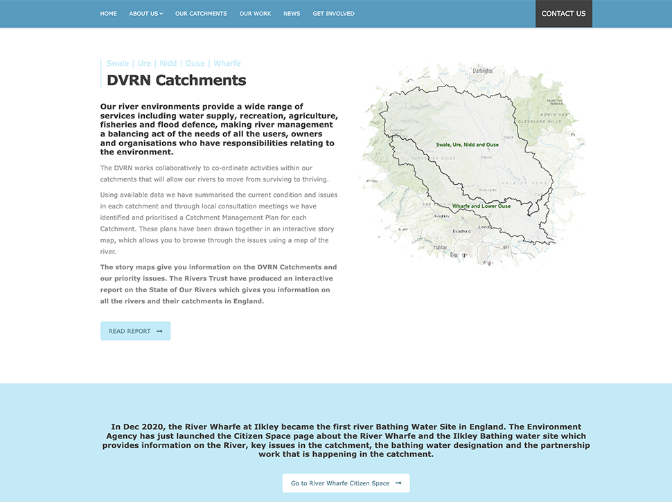 DVRN Catchments on Wordpress themed CMS website