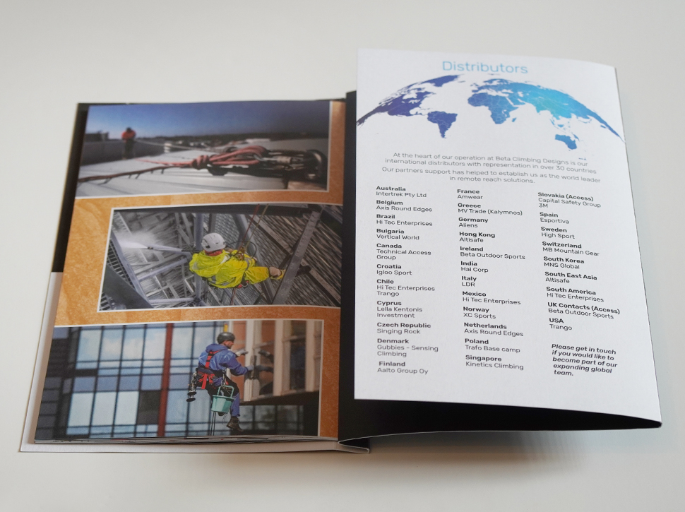 Product catalogue for BETA Climbing Design Graphic Design.